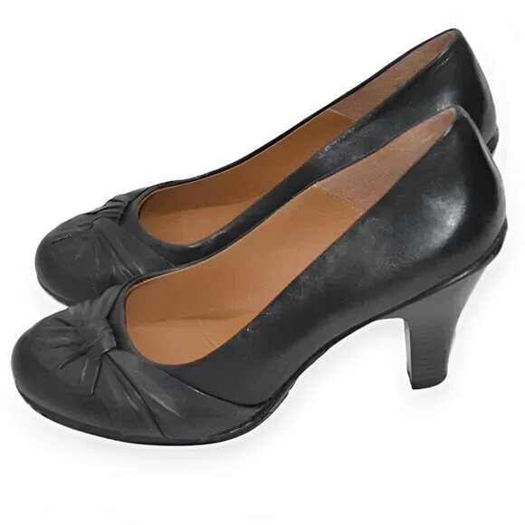 Soft Shoe Twist Knot Soft Black Leather Comfort Dress Work Pumps Loafer Heels 11 - Picture 6 of 7